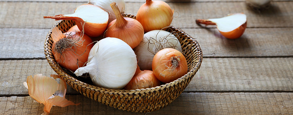 Onions in a wicker basket