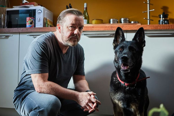 Ricky Gervais and his dog