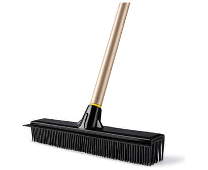 Rubber Broom Pet Hair Broom with Squeege Push Broom Carpet Rake – TreeLen