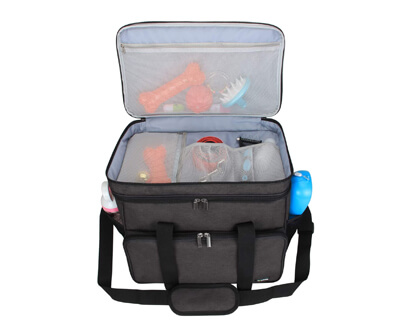 Dog travel bag for supplies from Lucky Tail. Includes Pet Travel Bag O
