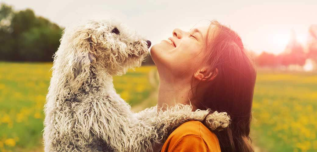 girl and dog