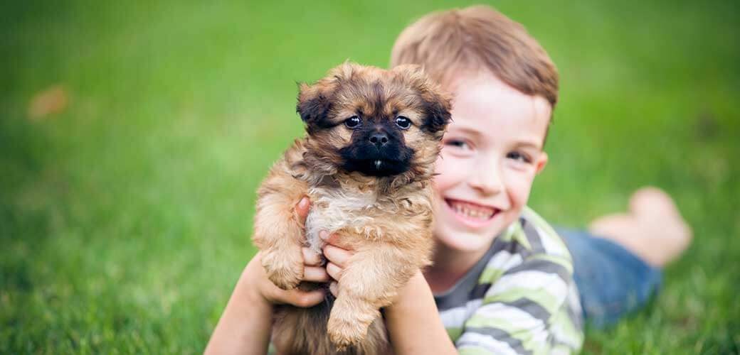 Young Boy Hugging his Dog